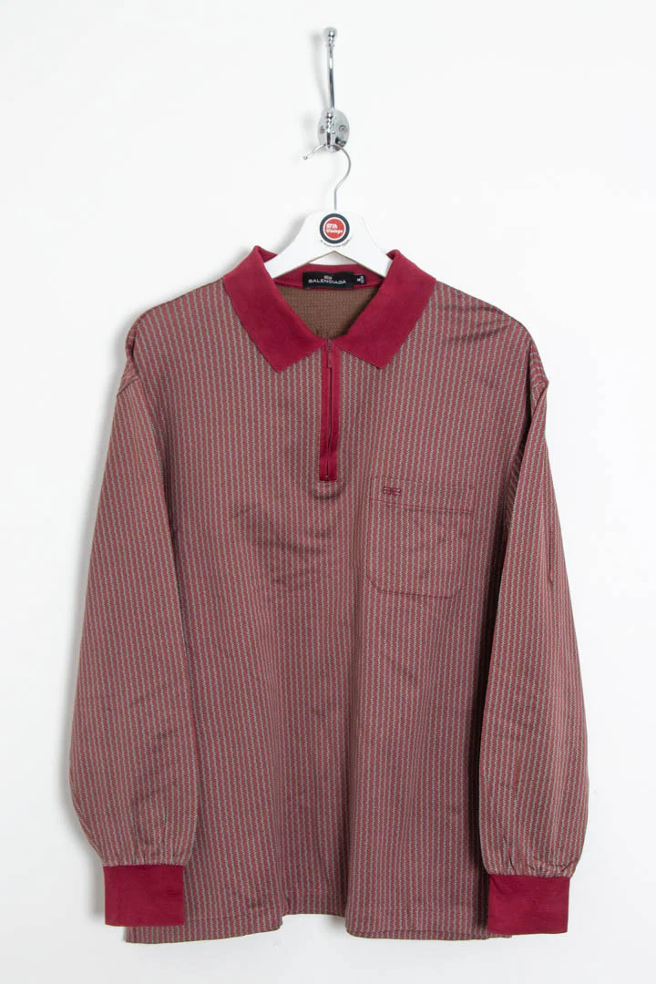 Balenciaga 1/4 Zip Long Sleeve Polo Shirt (M)