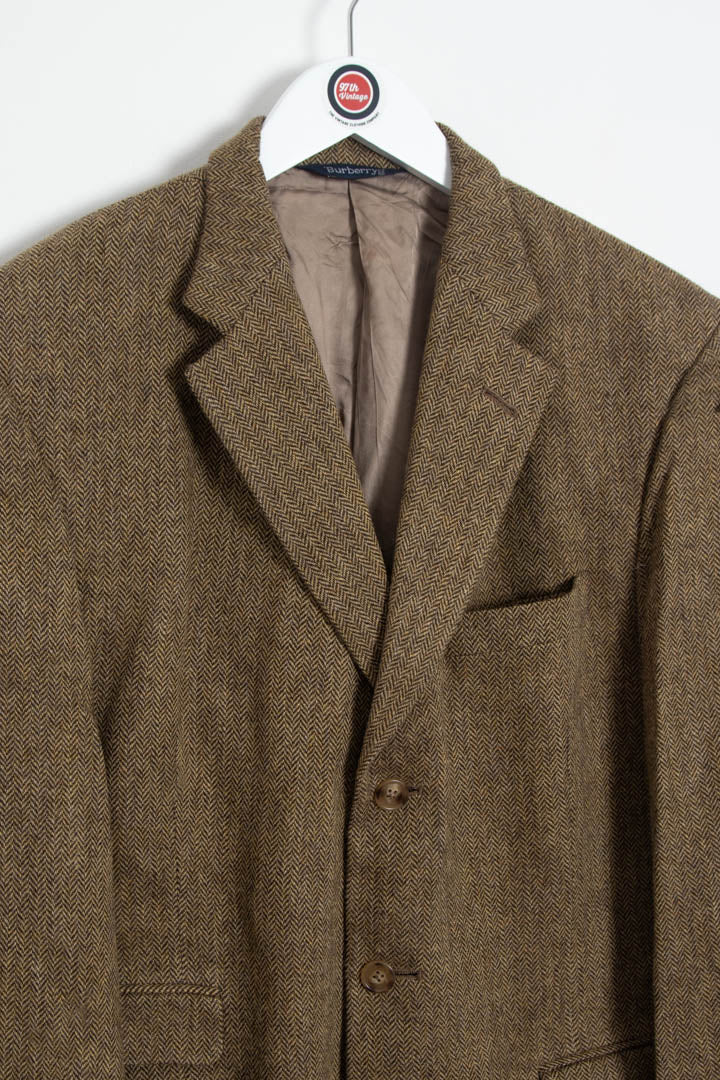 Burberry Herringbone Wool Tweed Blazer Jacket (L) - Image 2